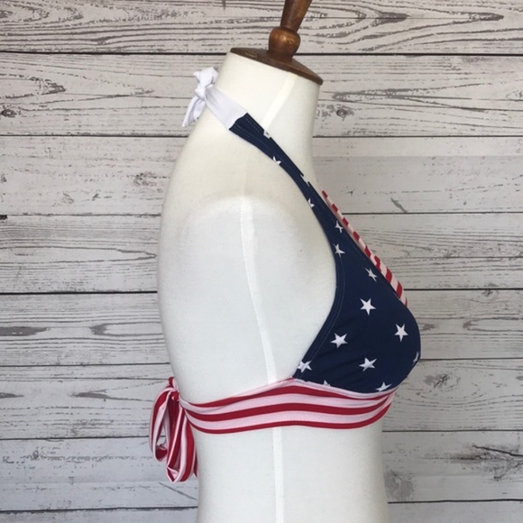 SHORE TRENDZ USA Flag Halter Bikini Top Size Small - Picture 6 of 9